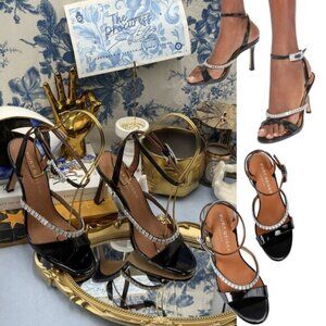 🆕 KURT GEIGER LONDON 🧿 NWOB Crystal Embellished Strap Sandal, Black - Sz 7